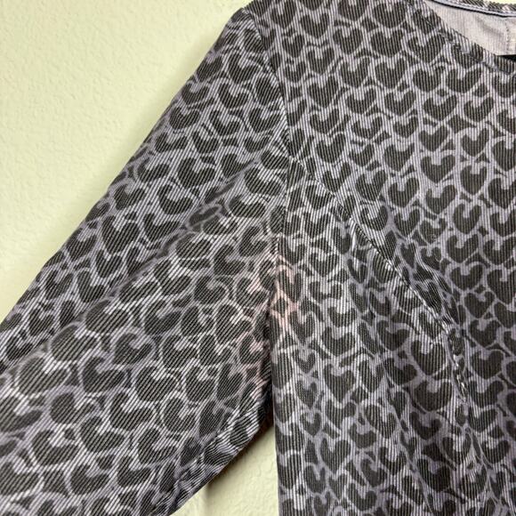 Boden Size 12R Corduroy Heart Prints Shift Mini Dress Purple Half Sleeves - Picture 3 of 9